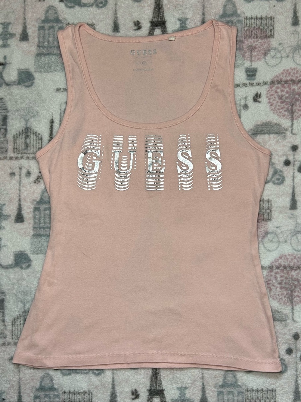 Guess Pink Tank Top with Silver Logo